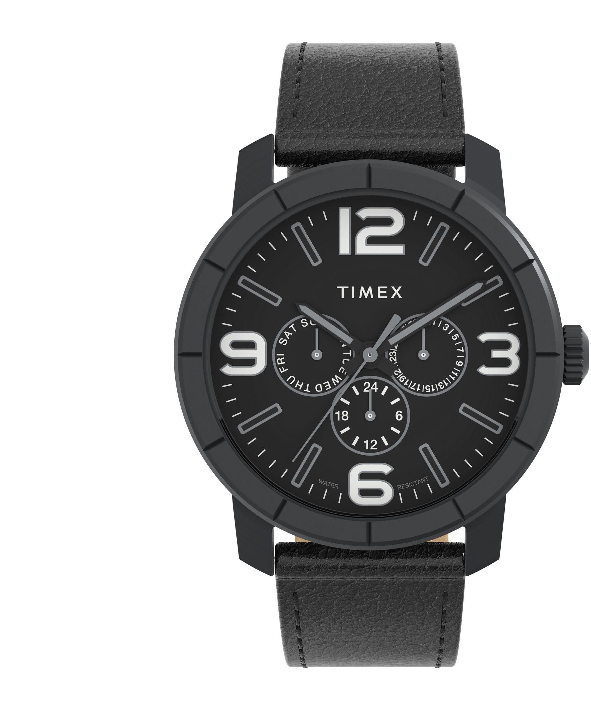 Timex Mod 44mm Black Leather Strap Watch (Model: TW2W719009J