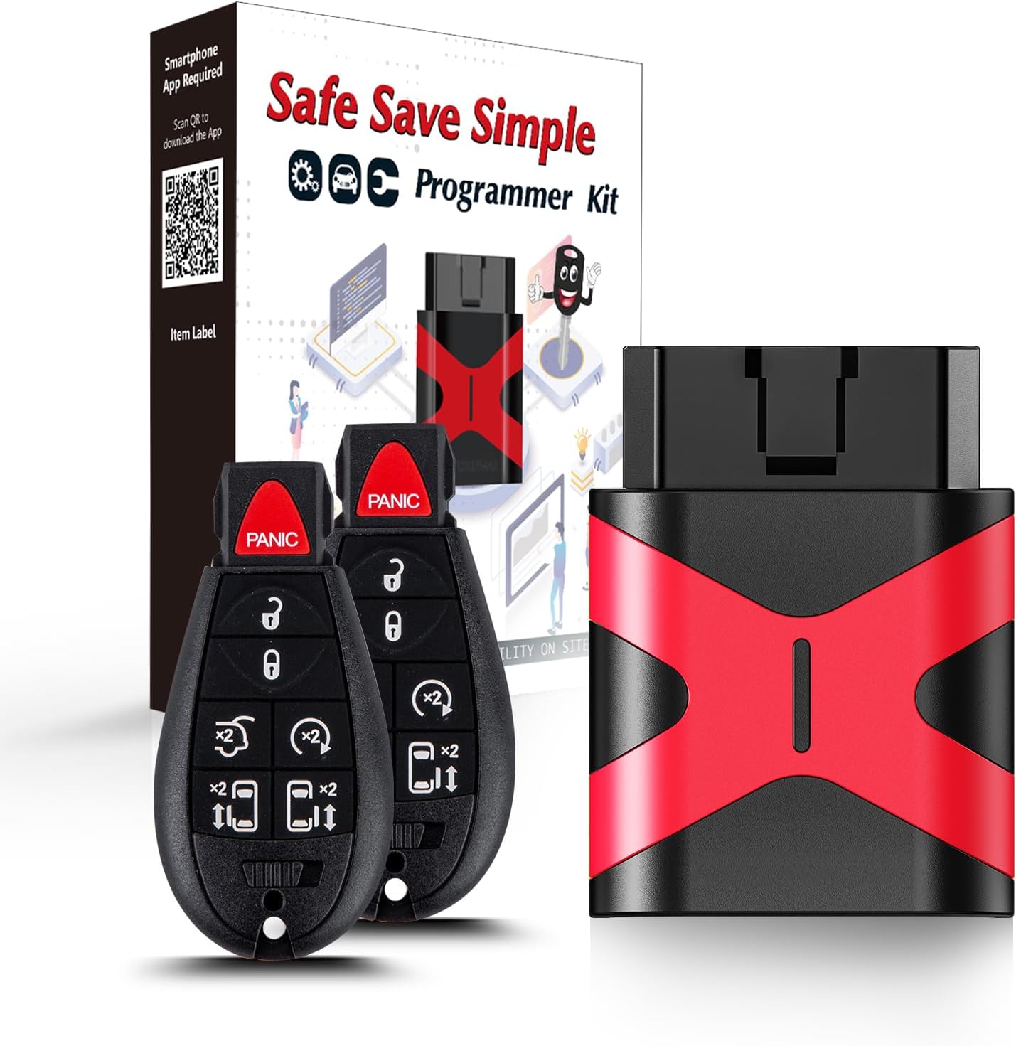 2 Programmable Keyfob, Replacement Car Keys Fob and DIY Programmer Kit for 2008-2012 Dodge RAM/Charger/Challenger Remote Star IYZ-C01C