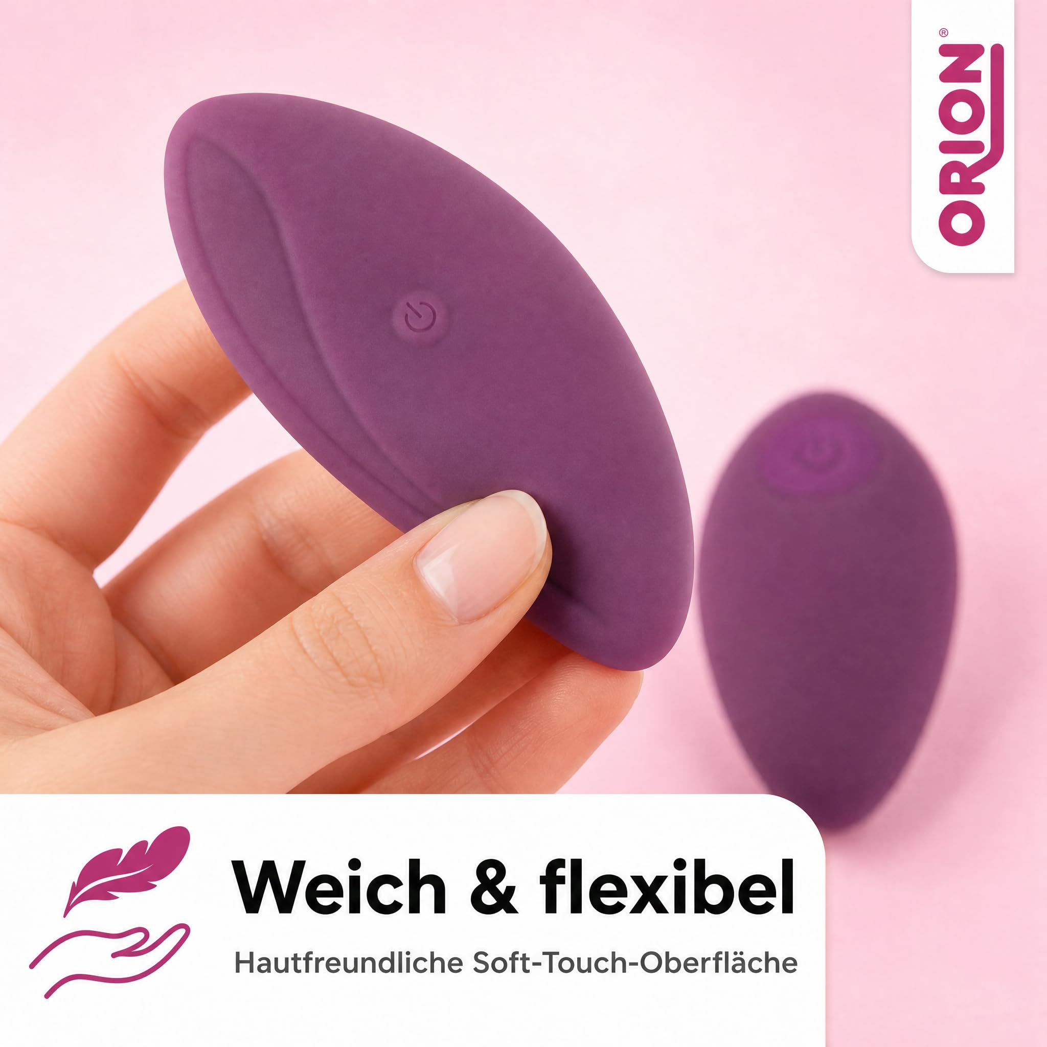 ORION Vibrator mit Fernbedienung, Auflegevibrator für Frauen mit Vibro-Zunge, 10 Vibrationsmodi, Soft-Touch-Silikon, wiederaufladbar per USB, flexibel, lila, 9,4 x 4,4 cm