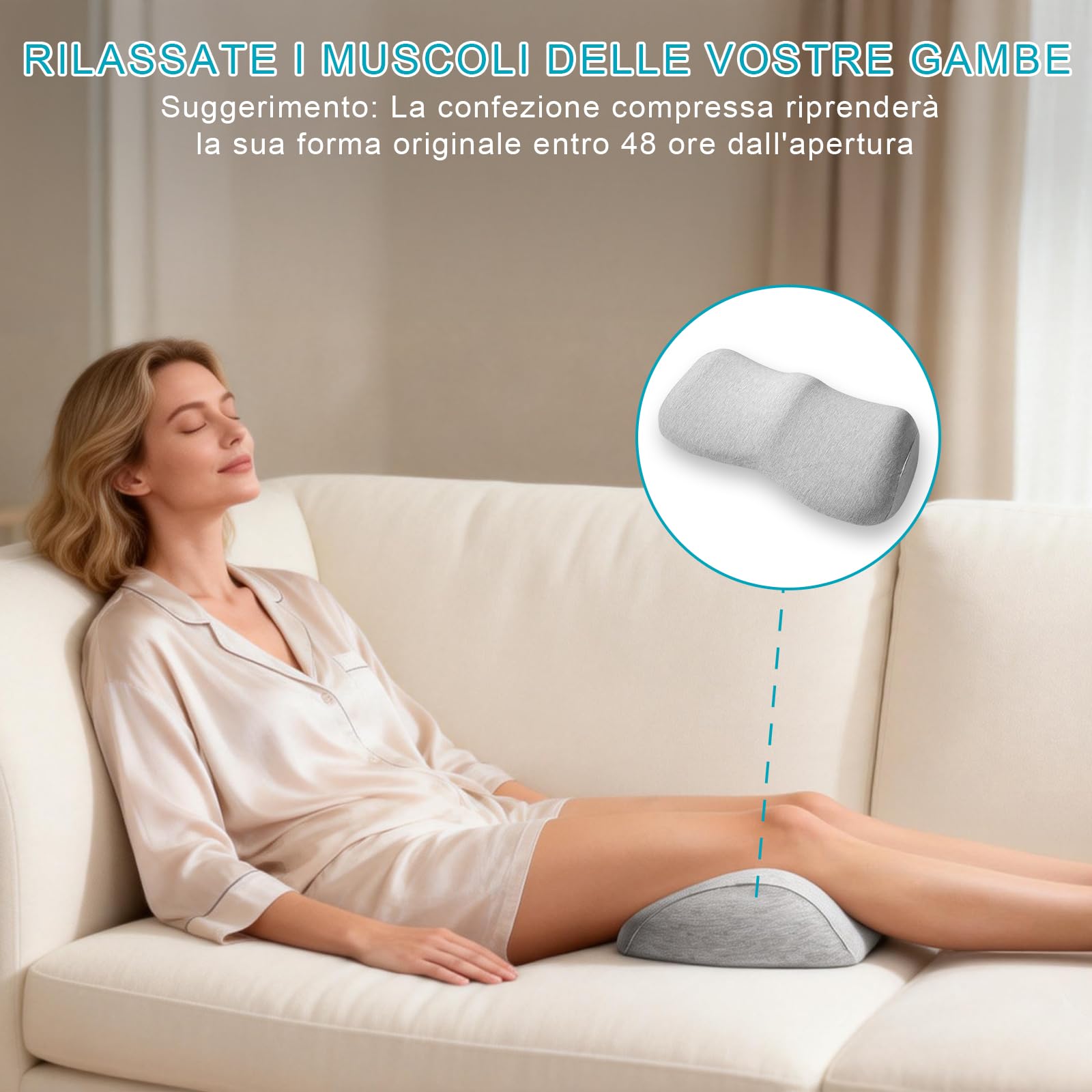 Cuscino Ginocchia Ergonomico Grigio Chiaro per Dormire - Schiuma a Memoria di Forma Cuscino per Gambe, per Sollevamento Sollievo delle Ginocchia