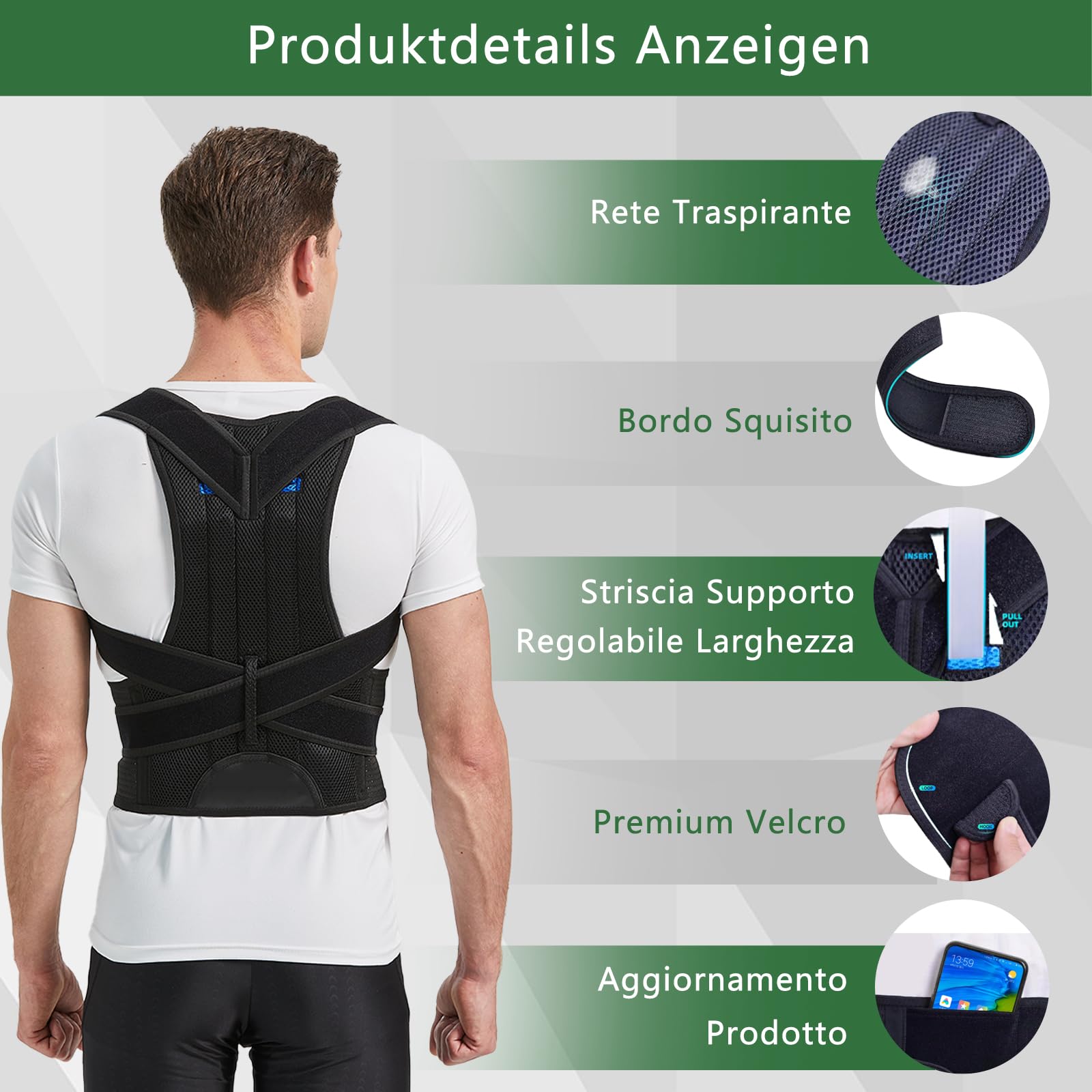BraceTop Faja postural de hombros y espalda, espalda recta