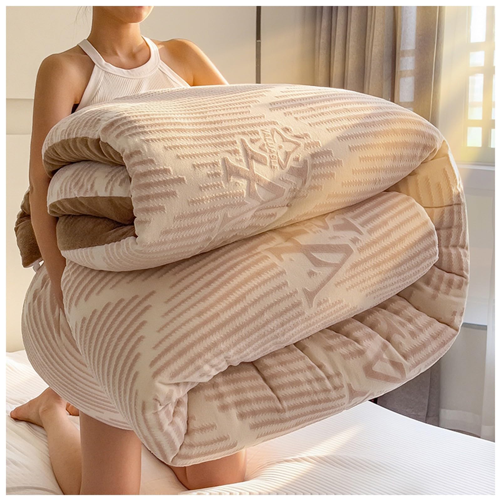 Edredón de invierno de terciopelo reversible ZTGL manta gruesa de microfibra 200x230cm 4kg