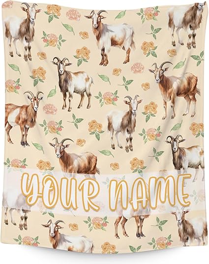 Custom Goat Blanket, Cute Soft Throw Gifts for Adults Women, Cozy Flannel Throw Blankets for Bed Living Room, 60"x80"