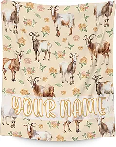 Custom Goat Blanket, Cute Soft Throw Gifts for Adults Women, Cozy Flannel Throw Blankets for Bed Living Room, 60"x80"