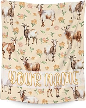 Custom Goat Blanket, Cute Soft Throw Gifts for Adults Women, Cozy Flannel Throw Blankets for Bed Living Room, 60"x80"