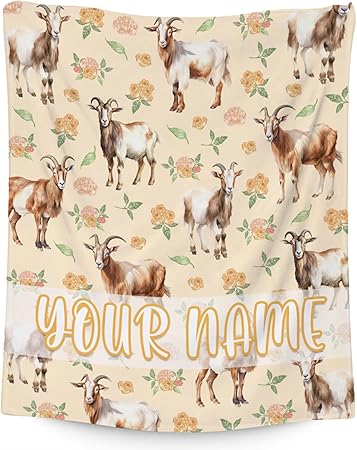 Custom Goat Blanket, Cute Soft Throw Gifts for Adults Women, Cozy Flannel Throw Blankets for Bed Living Room, 60"x80"