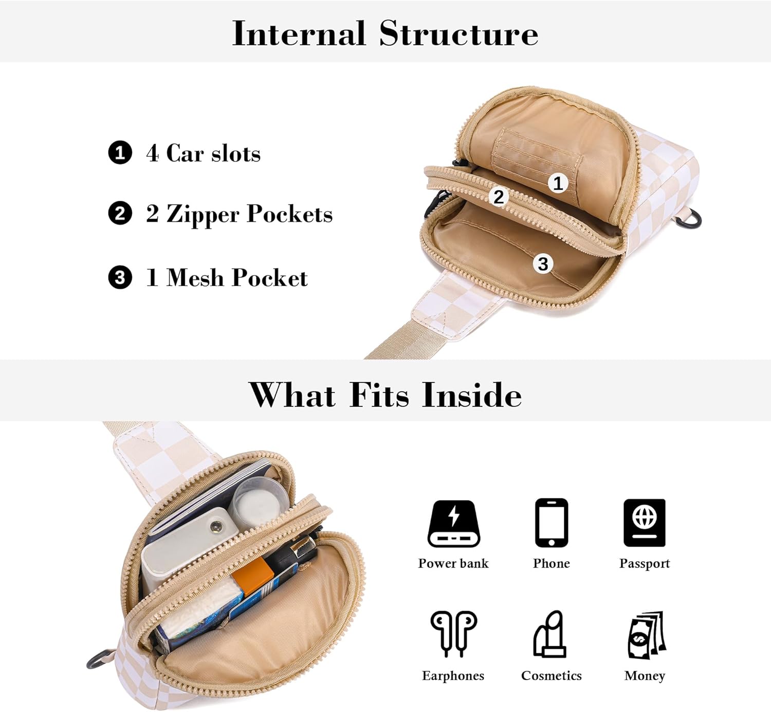 INICAT Nylon Crossbody Sling Bags For Women Small Cross Body Fanny Pack Phone Travel Purses Gifts - Image 3