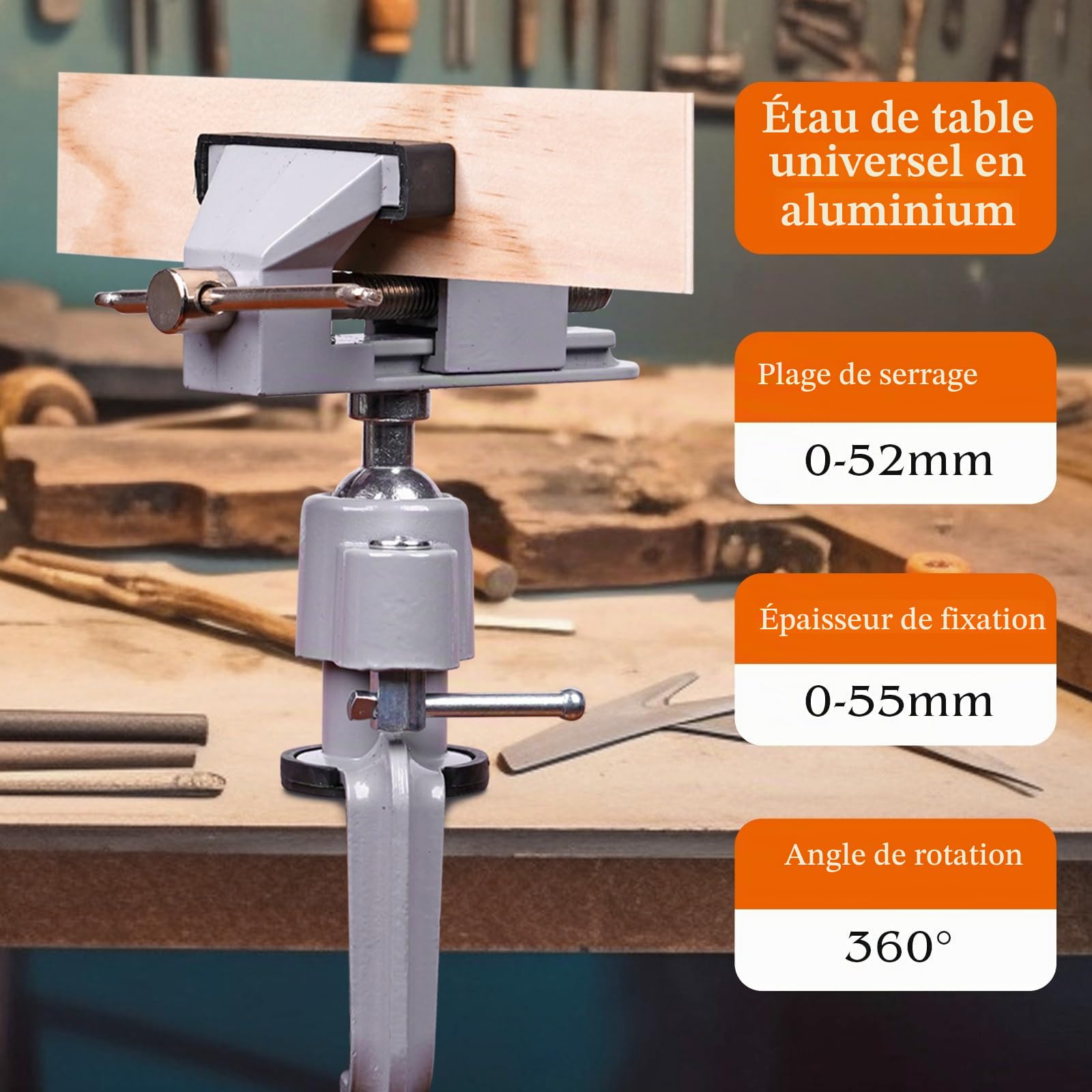 Mini étau de table en alliage d'aluminium haute performance avec rotation à 360° et ventouse universelle pour soudure, modélisme, travaux fins