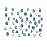 BOXOB 50pcs Turquoise Nail Charms, 3D Hollow Out Vintage Pendants DIY Western Art Blue Gemstone Nail Accessories for Manicure Phone Case & Craft Decor