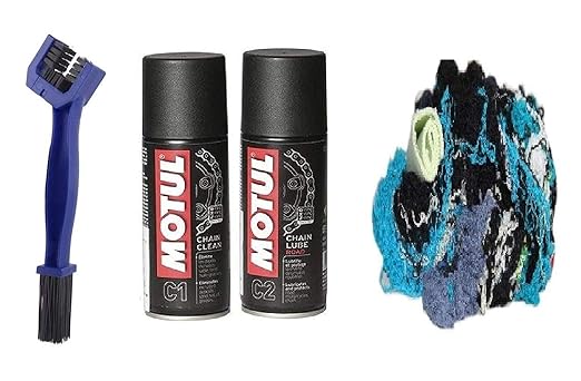 Aow Motul (150 ml) Combo of C1 and C2 Chain Lube and Cleaner with Brush and Waste