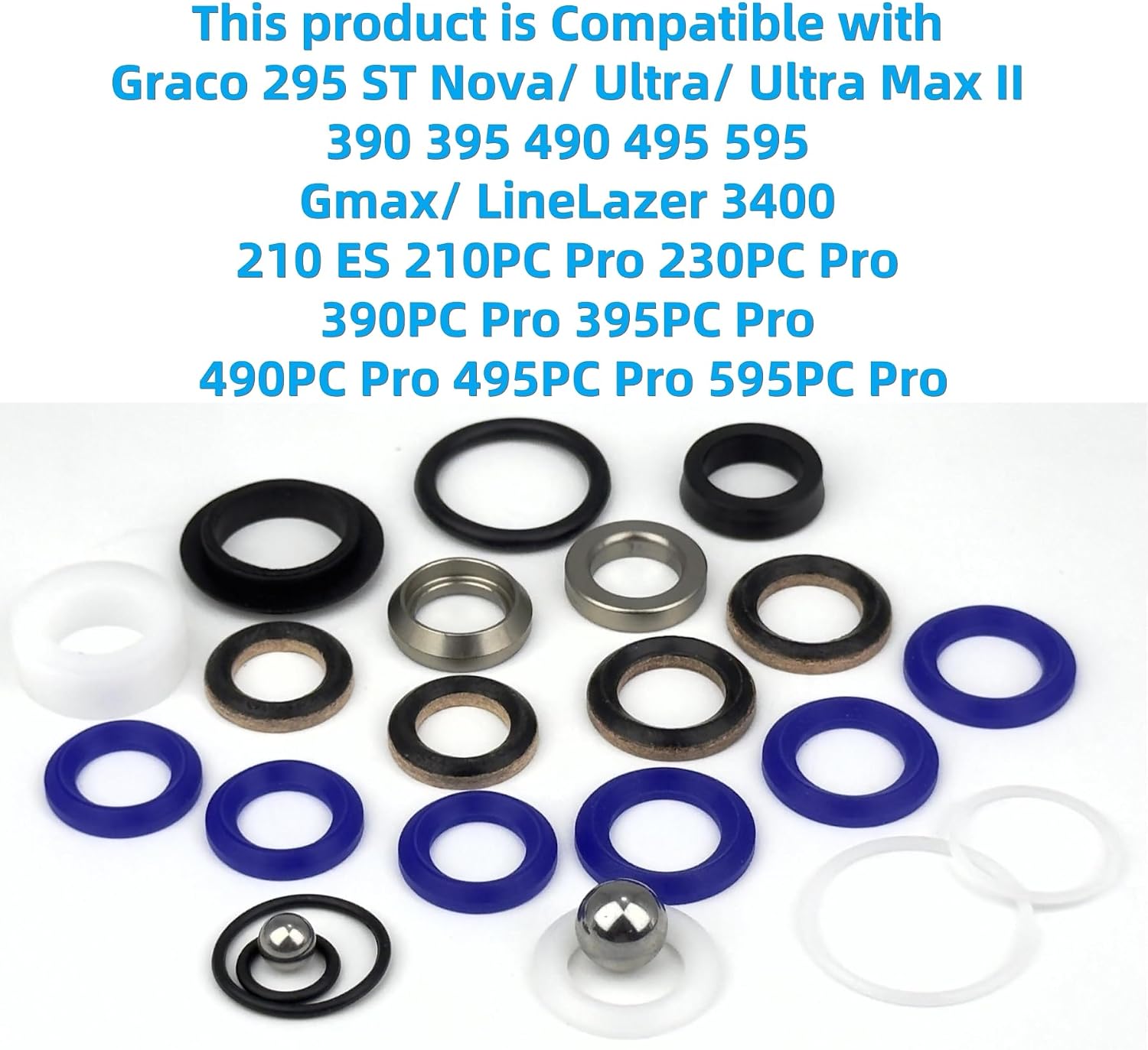 244194 Pump Repair Packing Kit, for Graco Airless Paint 210 230 295 390 395 490 495 595 3400 Airless Paint Sprayer Aftermarket