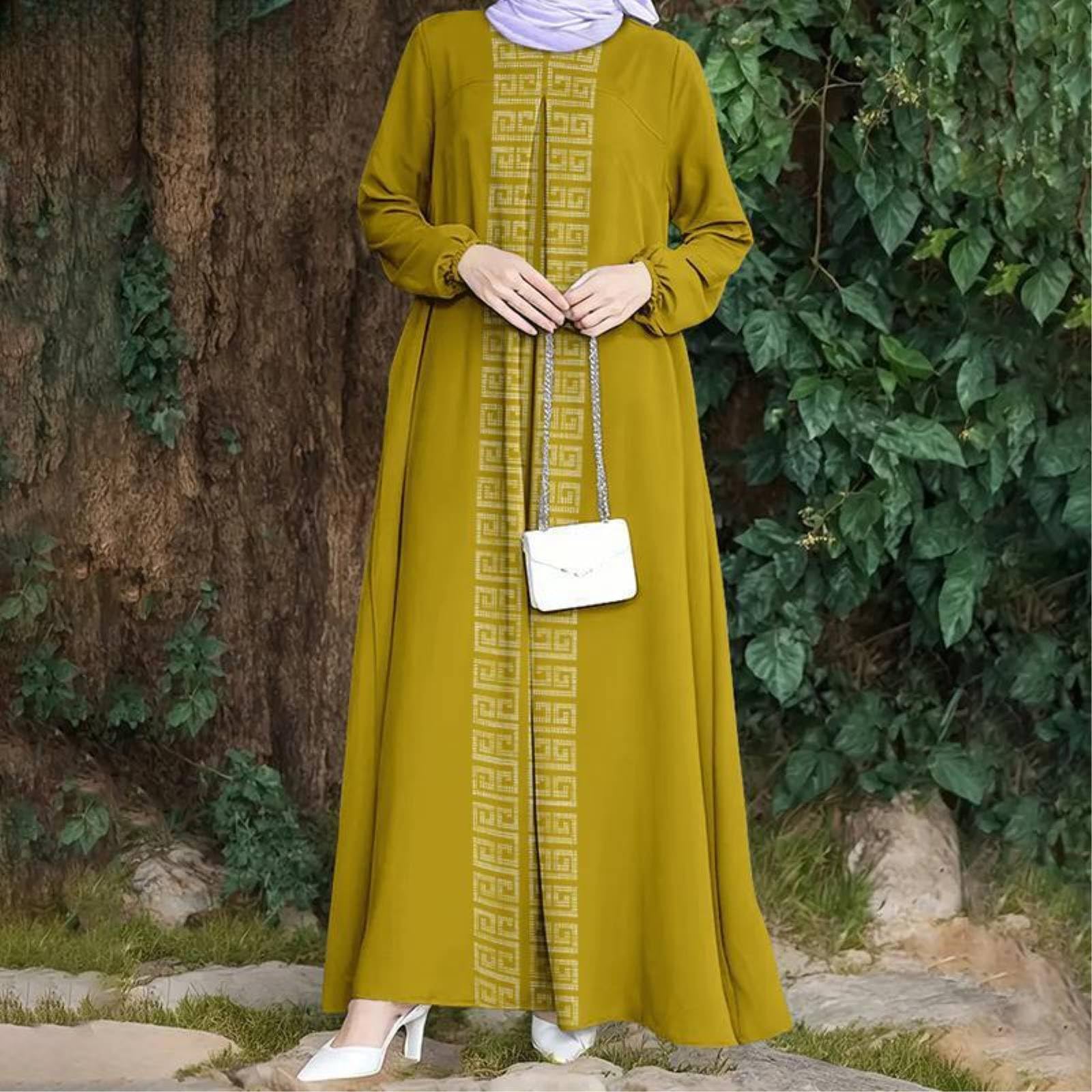 ANTTK - Maxi abito da donna con stampa 3D, ampio, maniche a 3/4