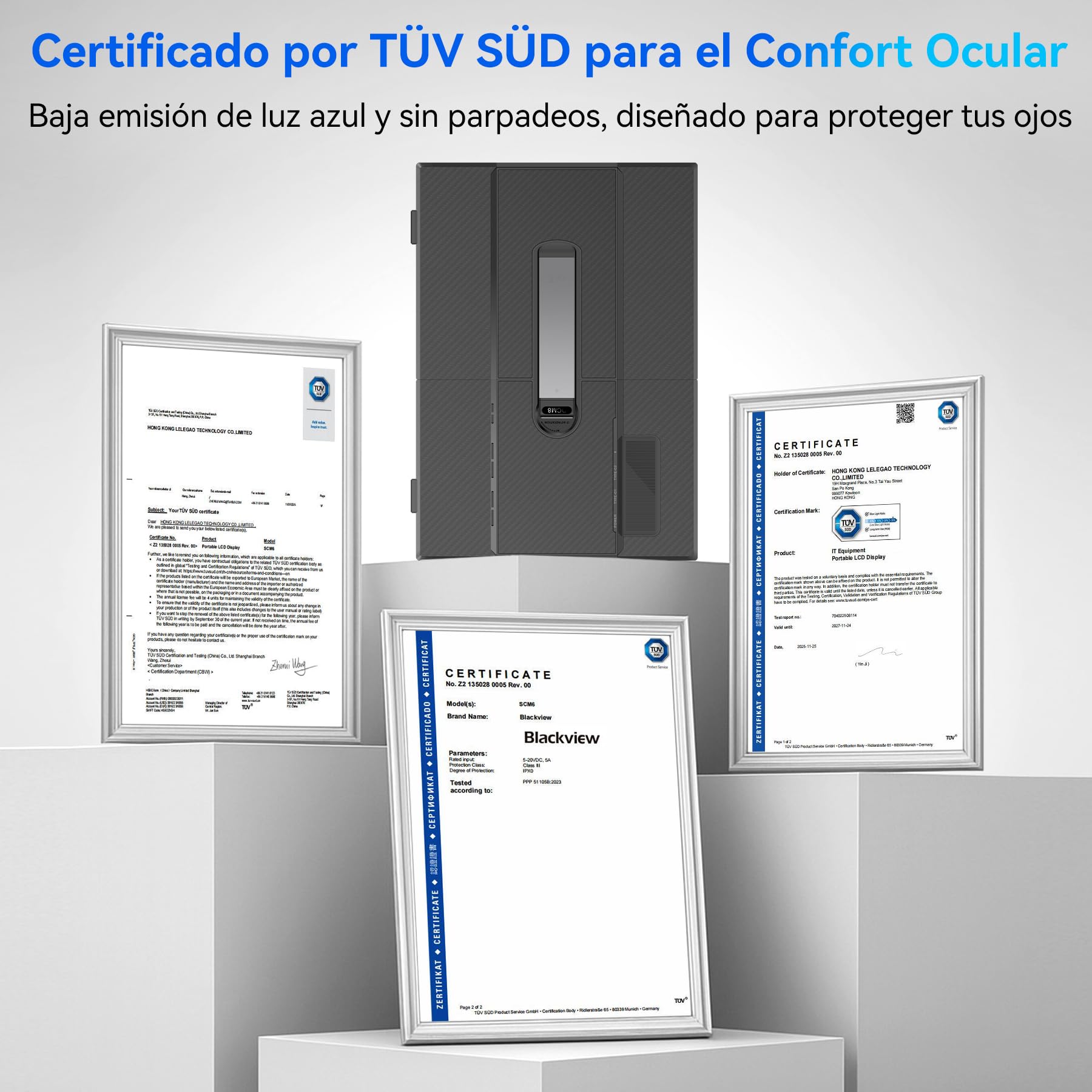 Blackview Monitor Portátil Triple Ultradelgado,14" FHD 1080P IPS Extensor Pantalla Portátil Ordenador con Soporte,Certificación TÜV Luz Azul Baja,con 13"-17.3" Windows/Mac/Chrome/Switch/PS5 — view 5