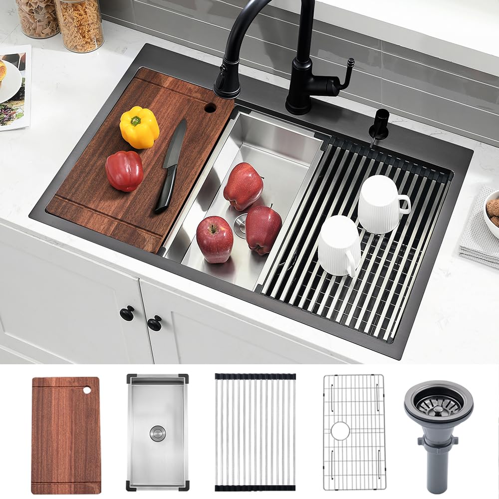 Gabhar Black Stainless Steel Drop In Kitchen Sink