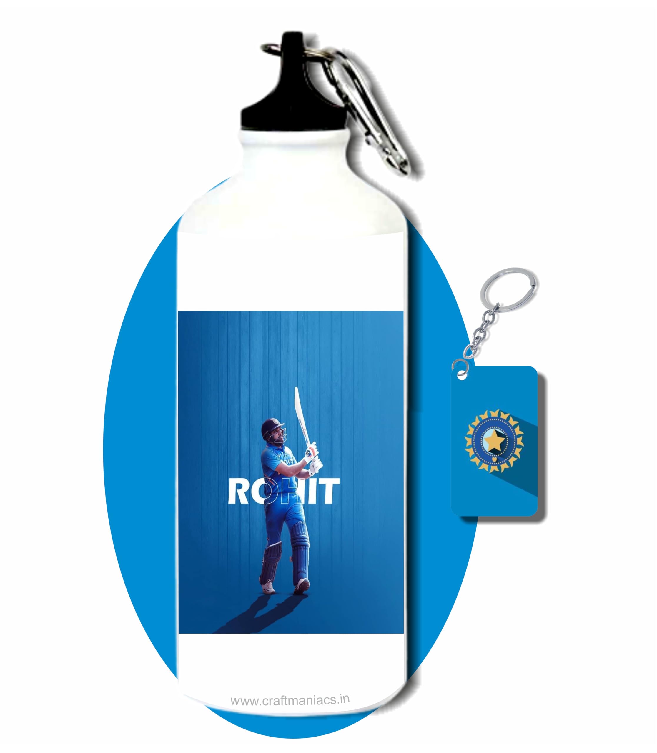 CRAFT MANIACS Rohit Invincible Sharma Edit 600 ML BPA & Lead Free Sipper Bottle & Cricket Keychain Best HD Print Sipper For Cricket Lovers-image-33
