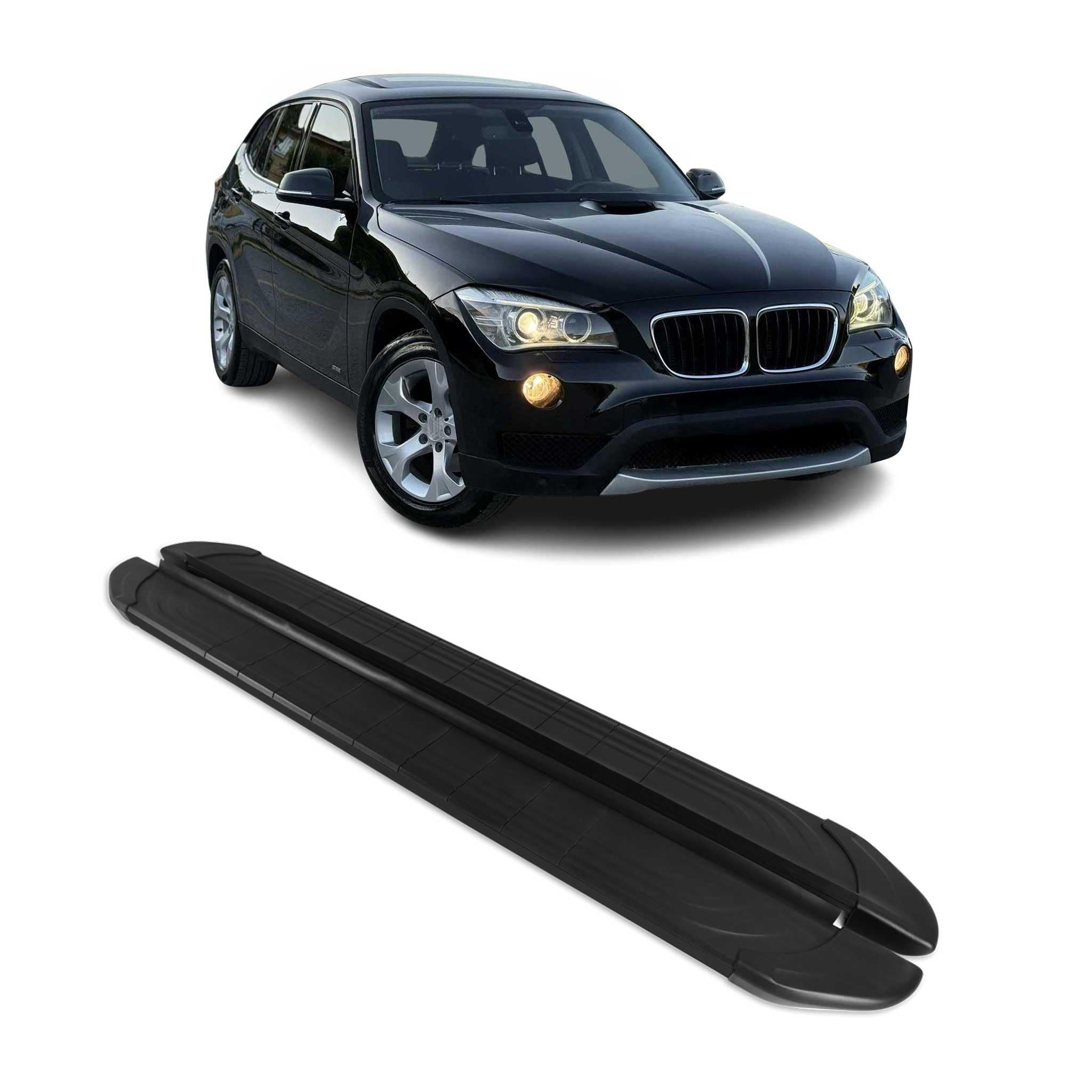 OMAC Sottoporta Laterali Pedane Laterali Compatibili con BMW X1 2009-2015 Nero Alluminio 2 Pz
