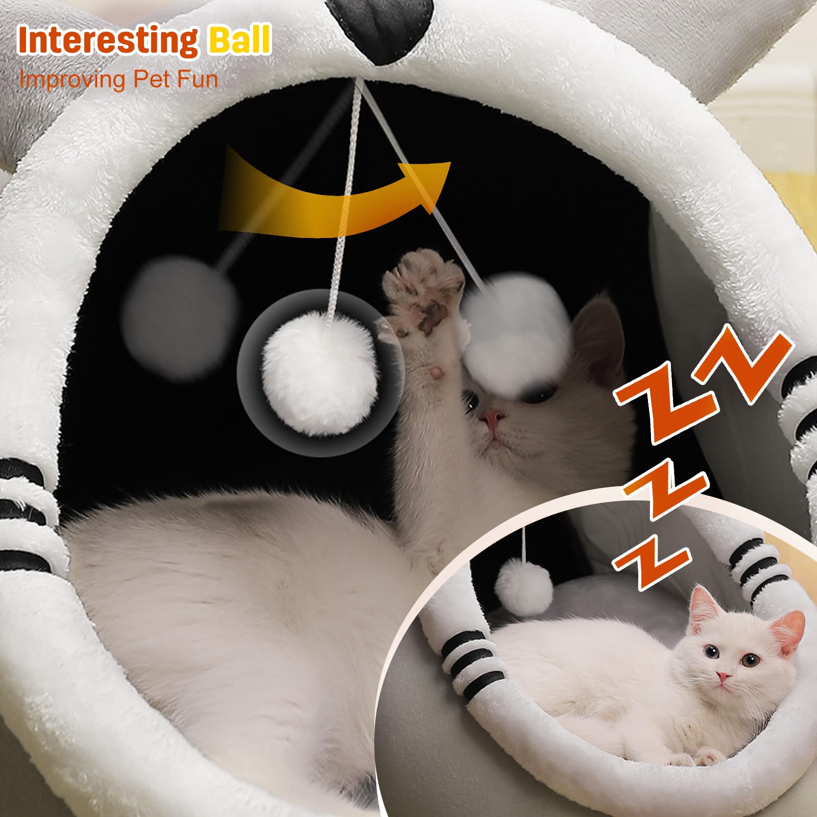 PETCUTE Kattenslaapzak, warm kattennestbed voor binnenkatten, wasbare PETCUTE Kattenslaapzak, warm kattennestbed voor binnenkatten, wasbare