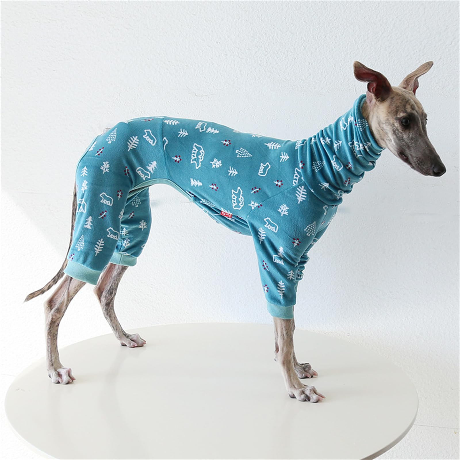 Pigiama leggero per cani levriero italiano, dolcevita whippet a quattro gambe in cotone morbido per cani tuta da casa per cani, blu_XXL