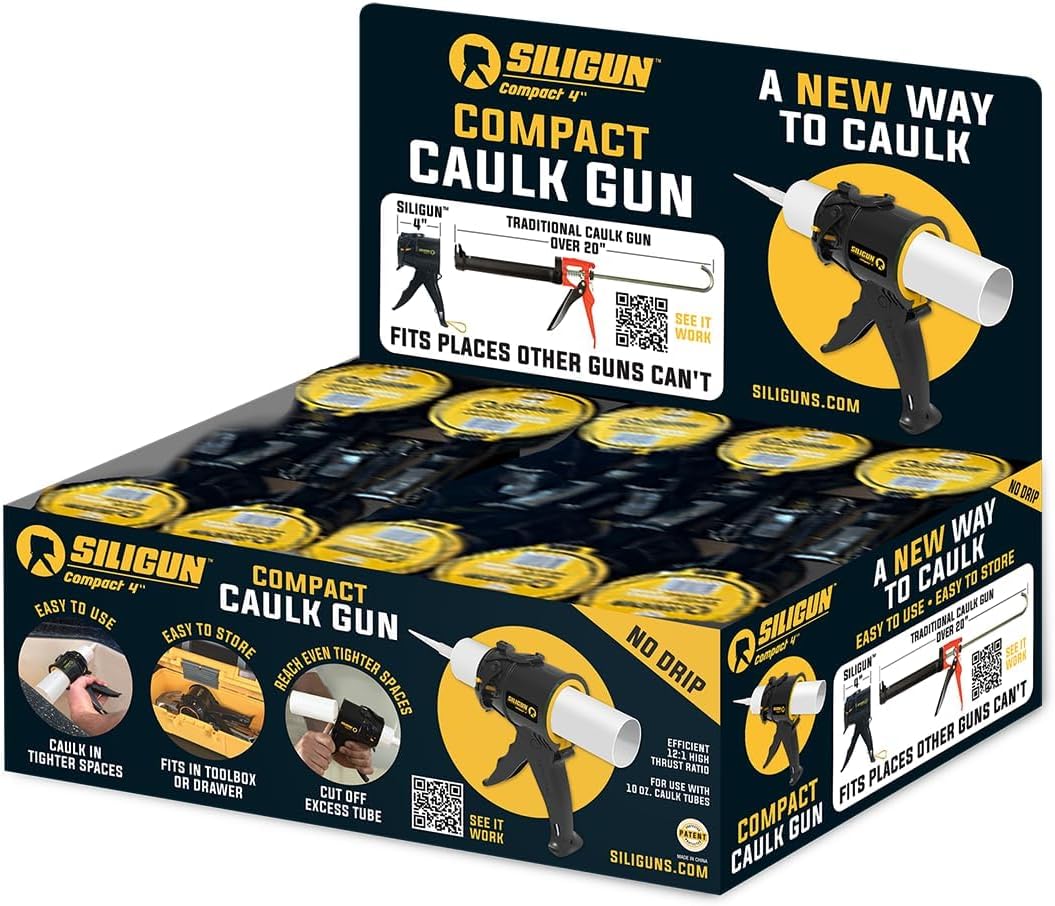 SILIGUN Caulking Gun - Anti Drip Extreme Duty Caulking Gun - Patented New Innovative Design - Lightweight ABS Frame - For Smallest to Maximum Work - Compact - Only 4"/0.65lb Design (20)