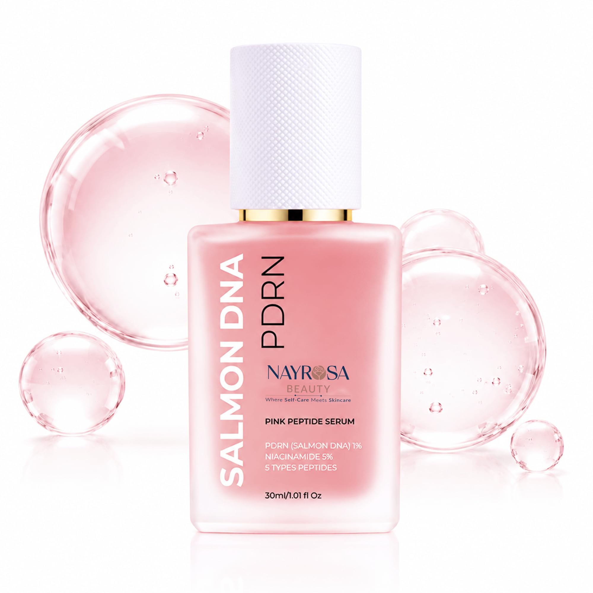 Nayrosa PDRN Pink Peptide Salmon DNA Serum Pink Glow, 5% Niacinamide-1fl oz | PDRN Serum with Niacinamide & Peptides For Rejuvenation, Hydration, Skin Barrier Support, Smoothing, Uneven Tone, Korean Care