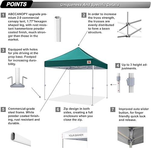 Miniatura 10 de ABCCANOPY Commercial Ez - Tienda de campaña desplegable de 10 x 15 pulgadas, serie premium, color negro