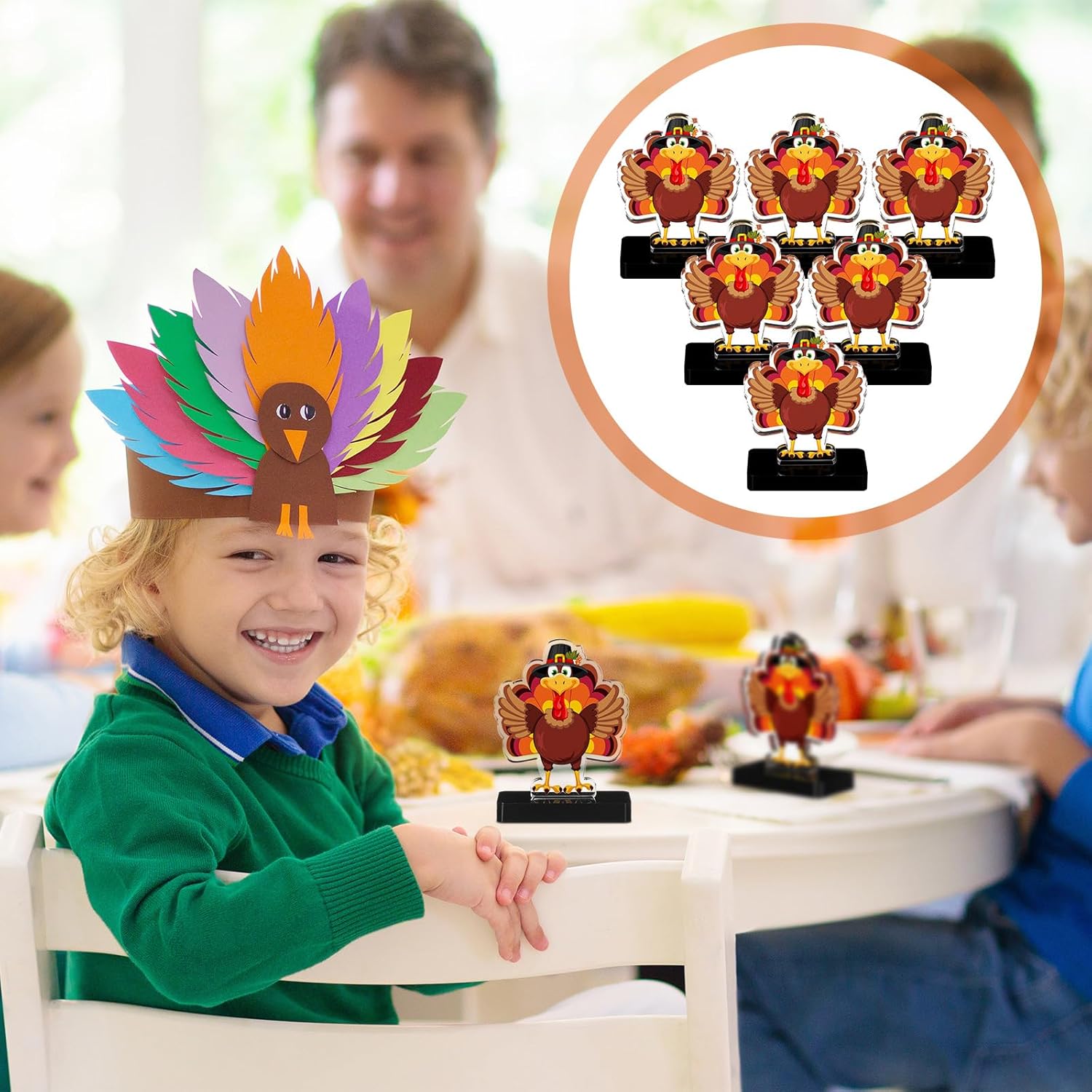 Yookeer 6 Pcs Thanksgiving Turkey Trophies Acrylic Turkey Trot Award Medals Thanksgiving Holiday Party Decoration for Family Games Hunting Prize Trivia Competition Cornhole Tournament Football Game