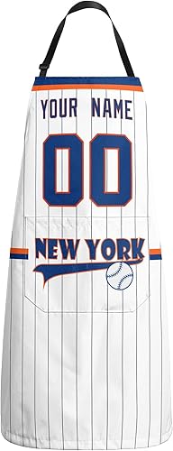 Miniatura 5 de ANTKING Delantal personalizado con bolsillo, regalo personalizado de cualquier nombre y cualquier número para padres y hombres fanáticos