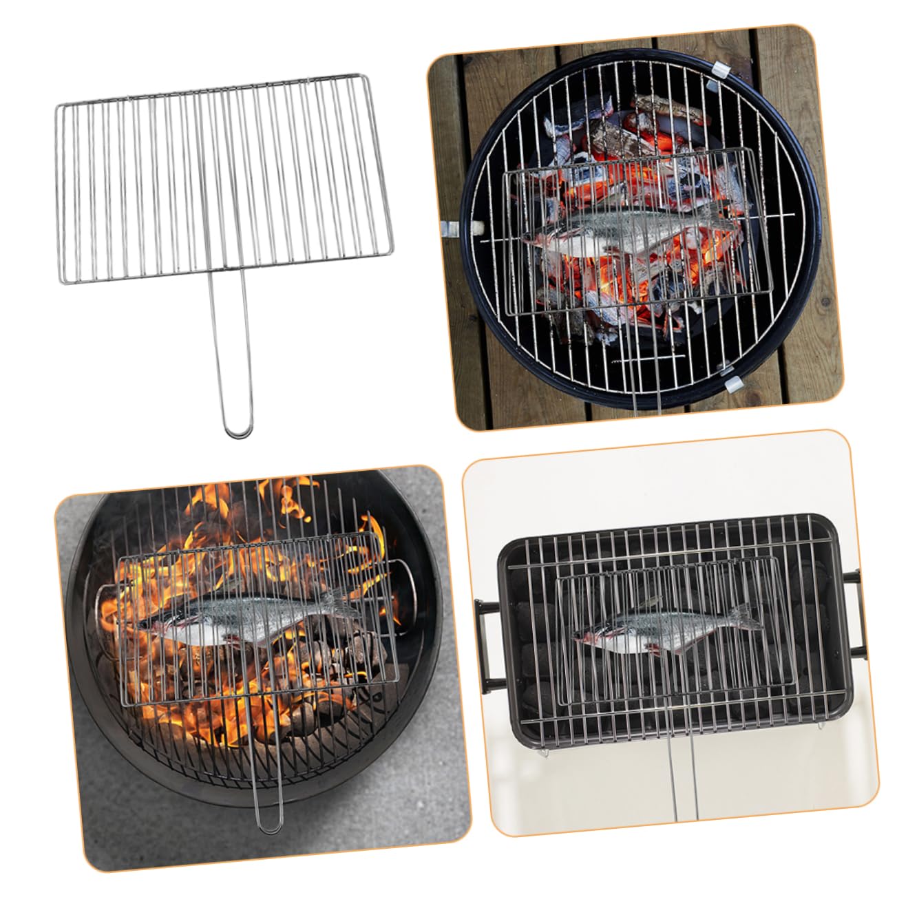 YARNOW Rete per Arrostire in Metallo Resistente con Cestello per Cuocere Pesce e Verdure, Rete da Cottura Robusta per Barbecue All’aperto e Grigliata di Pesce