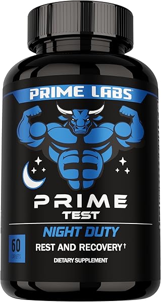 Prime Labs Night Duty - Nighttime Testosterone Booster & Sleep Support - PM Rest & Muscle Recovery Supplements - 60 Count