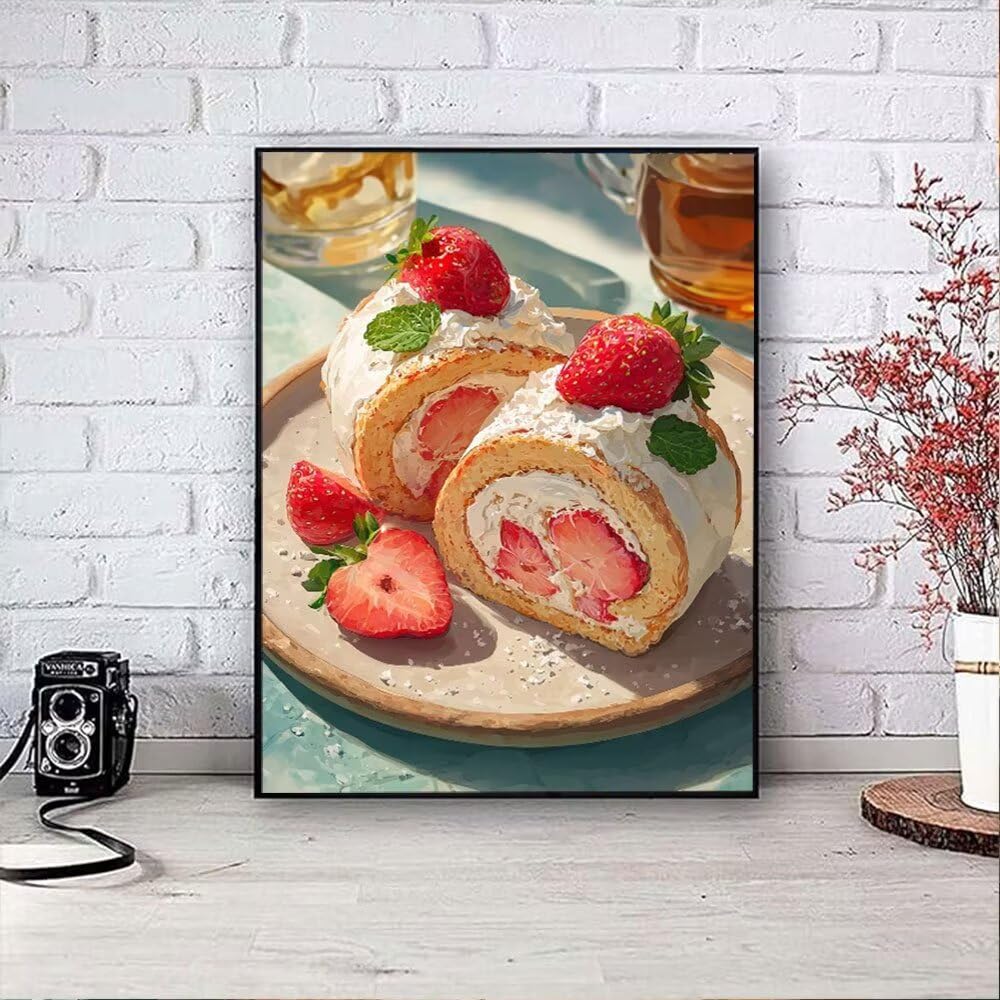 Truskawki Żywności Diamentowe Malowanie Dorosłych Zestawów, 5D Wiertło Okrągłe Diamenty Malarstwo Dzieci Malarstwo, Diamant Art Haft Cross Stitch Obrazy, Mozaika Sztuka Do Dekoracji Ściany 90x120cm