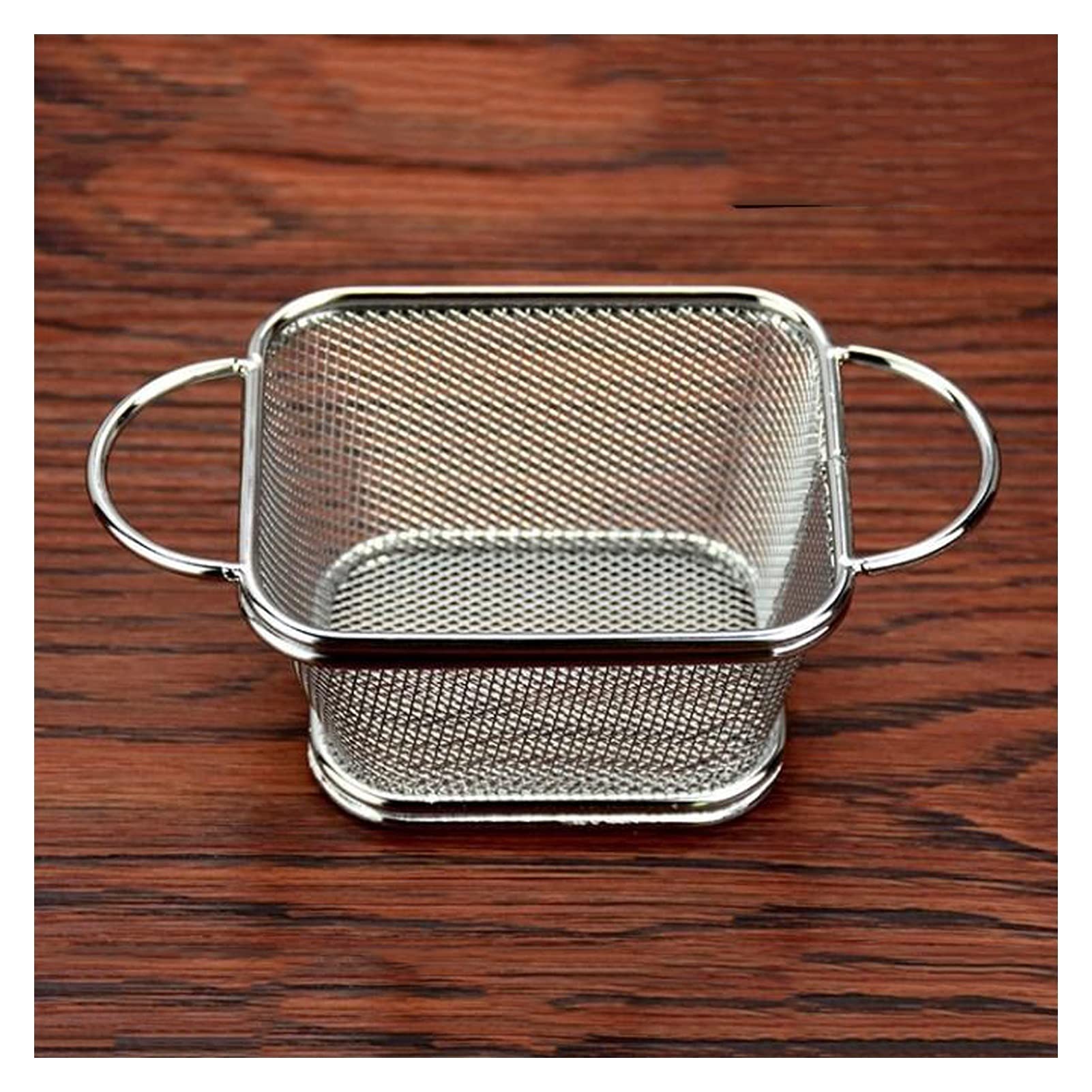 JUNXIAN Deep Frying Basket Stainless Steel French Fries Fried Basket Kitchen Cooking Tools Grease Filter Basket Deep Frying Skimmer Square Fryer Frying Net