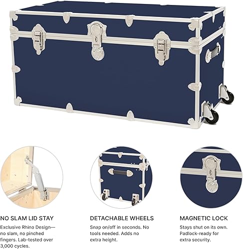 Miniatura 38 de Rhino Trunk & Case Baúl XXL de vinilo en relieve de cuero, cofre universitario, almacenamiento en el hogar, asiento de dormitorio, reposapiés de