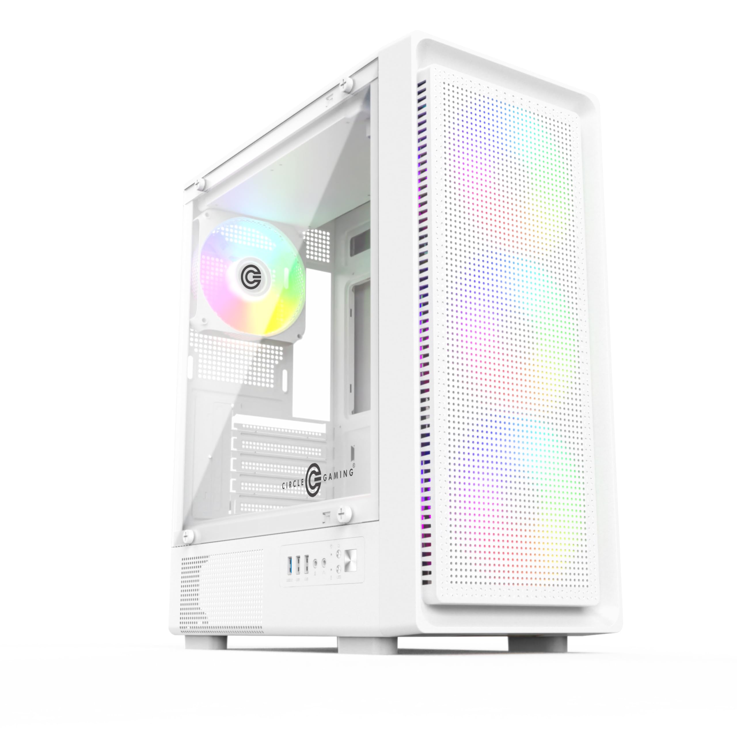 Circle Gladius M1 Mid- Tower Computer Case | Gaming Cabinet - White| Support M-ATX, ITX | Pre- Installed 3 x 120mm Front and 1 x 120mm Rear RGB Mirror Fans-image-47