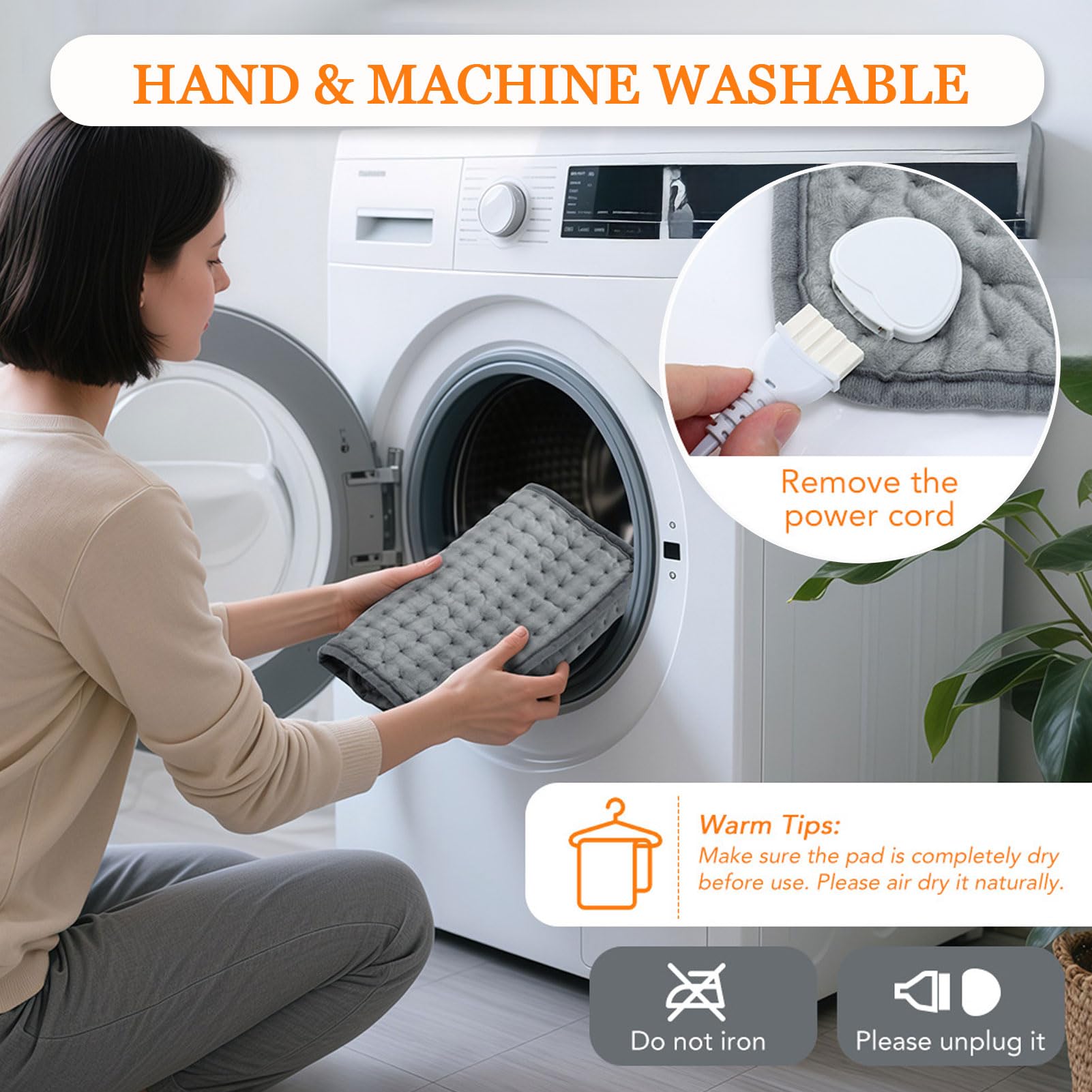 Cuscinetto Riscaldante King Size con 6 Ompostazioni di Temperatura e 4 Timer, Sollievo dal Dolore per Schiena/Spalle/Addome/Gambe, Opzioni di Calore, Spegnimento Automatico,Dark grey,16"x30"/40*76cm