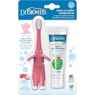Dr. Brown's Infant-to-Toddler Toothbrush Set, 1.4 Ounce, Pink