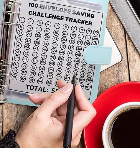 Miniatura 2 de YiYLunneo Carpeta de desafío de 100 sobres, manera fácil y divertida de ahorrar $5,050, libro de desafíos de ahorro, carpeta de libros de