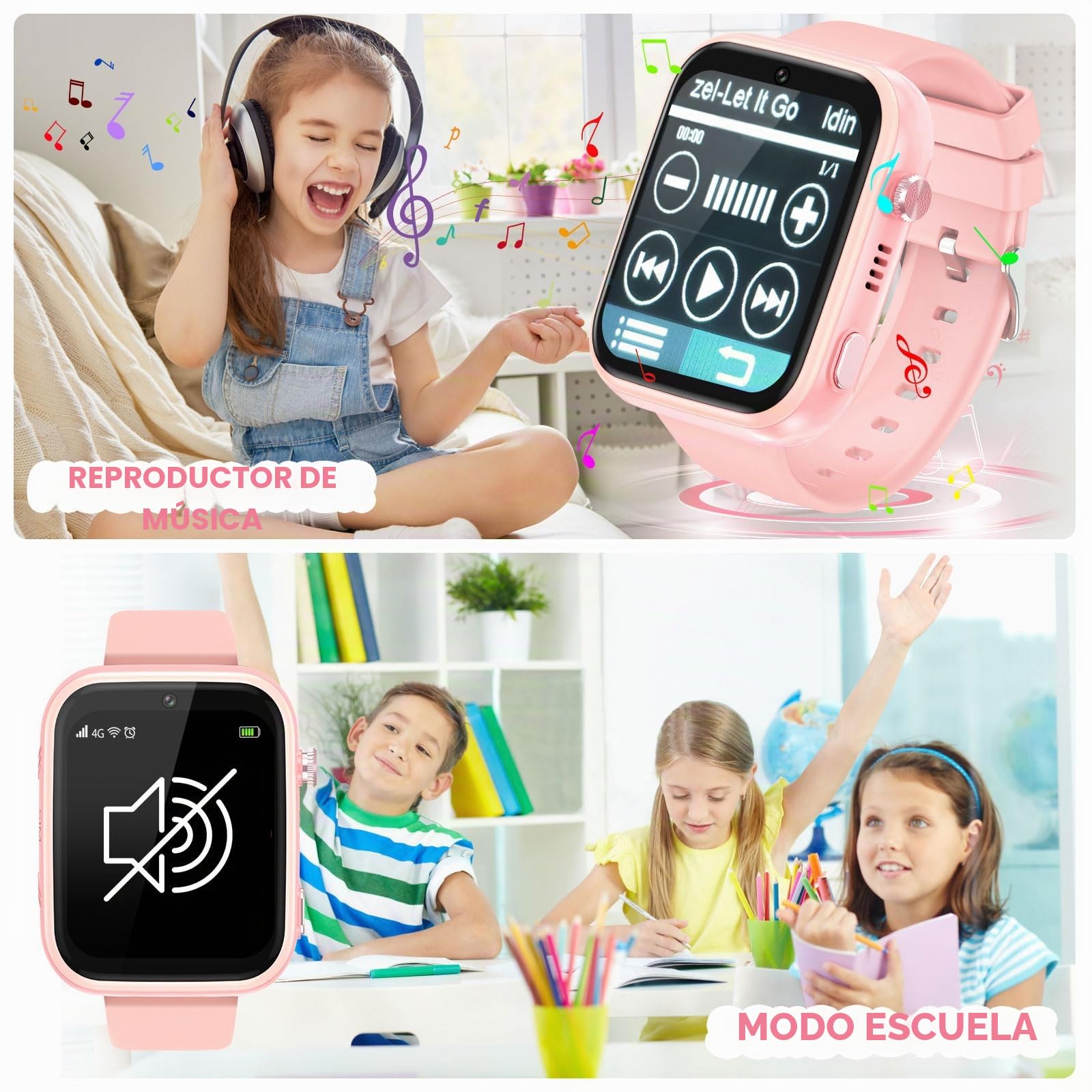 OKYUK Reloj Inteligente T45 4G Rastreador GPS, Videollamada, Mensajes, Modo Escolar, Función SOS