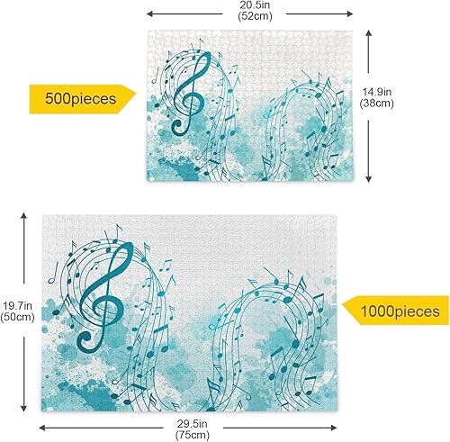 Miniatura 5 de OTVEE Rompecabezas de notas musicales azules abstractas para adultos, rompecabezas de 1000 piezas, rompecabezas de bricolaje, juguetes de regalo