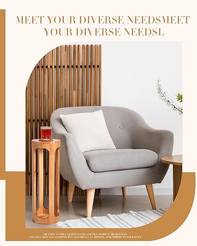 Miniatura 6 de Mesa auxiliar pequeña de 8 x 23 pulgadas, mesa auxiliar redonda de madera para café, escritorio de bebidas Burlywood, bohemio, círculo de madera,