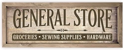 Miniatura 3 de General Store - Letrero de pared de madera rústica de 6 x 18 pulgadas (6 x 18 pulgadas) Marrón,Marrón con marco,https://www.amazon.com/dp/undefined