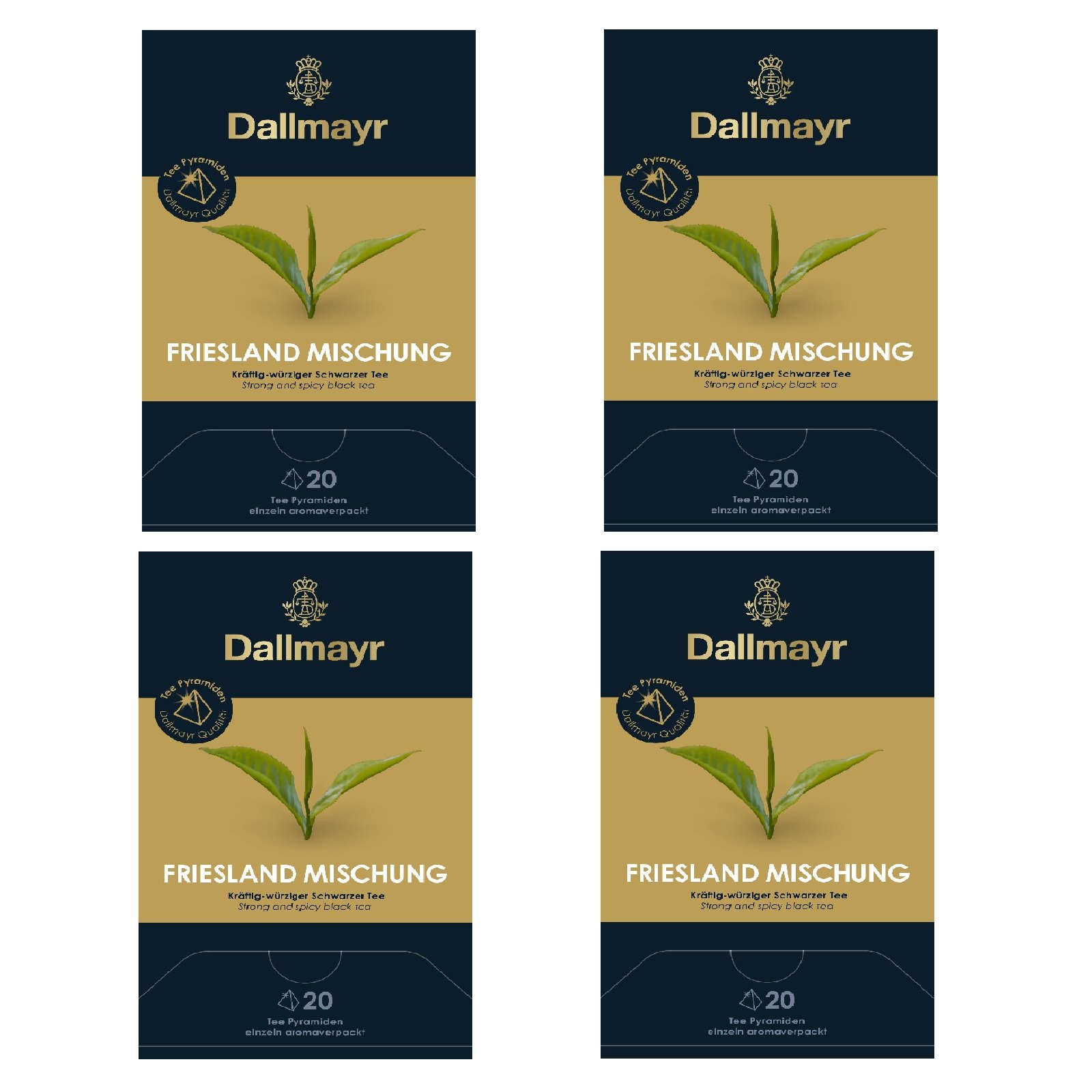 4 x Dallmayr Schwarzer Tee Frieslandmischung 20 Pyramiden x 2,5g