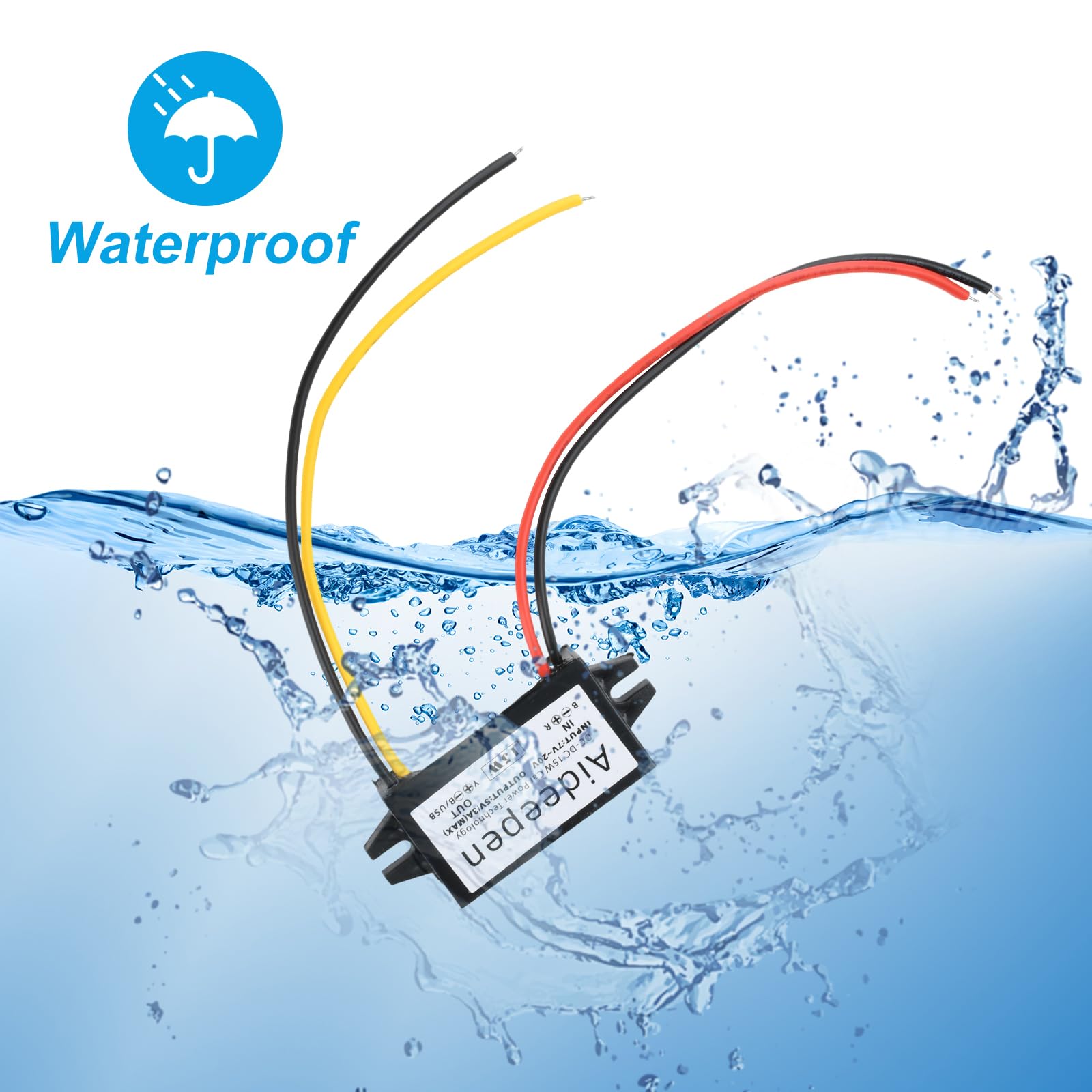 Aideepen Convertitore di Tensione DC-DC da 12V a 5V 3A 15W, Regolatore di Tensione, Convertitore Buck con Due Porte USB (Porte di Linea)