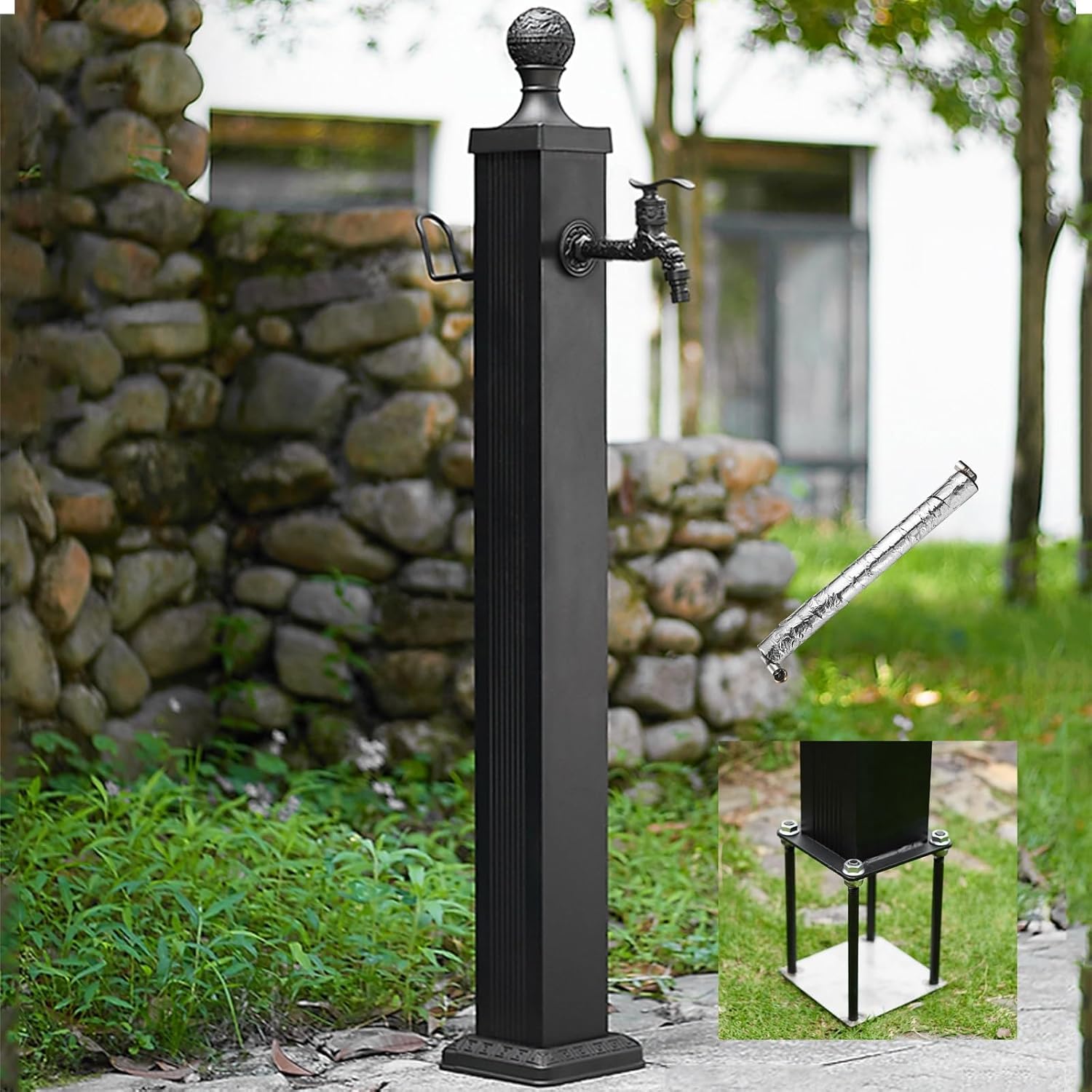 Epano One Color Lxxw Outdoor Faucet Water Column Outdoor Water Fountain Courtyard Retro Post Faucet，Outdoor Garden Column，For Irrigation/Car Wash/Watering(17 * 17 * 114Cm/6.7 * 6.7 * 45Inch)