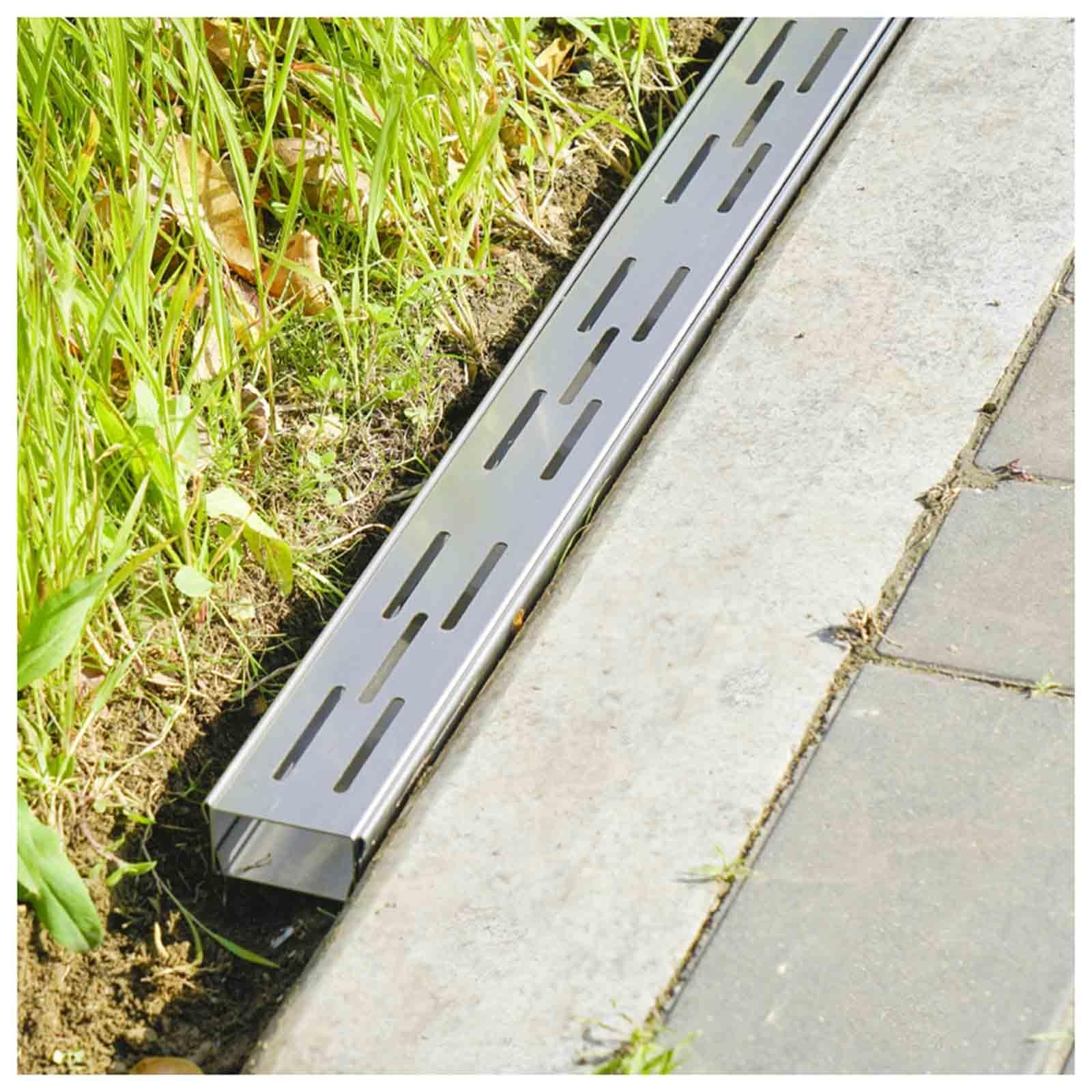 GHFXSCV Stainless Steel Channel Drain System - Durable Trench Drain for Deck, Yard, Garage, Kitchen, Floor - Efficient Solution