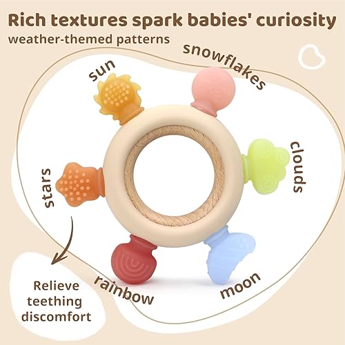 Miniatura 6 de Juguetes de dentición para bebés, mordedores de silicona, juguete para aliviar la dentición del bebé, juguetes para bebés recién nacidos de 6 a 12