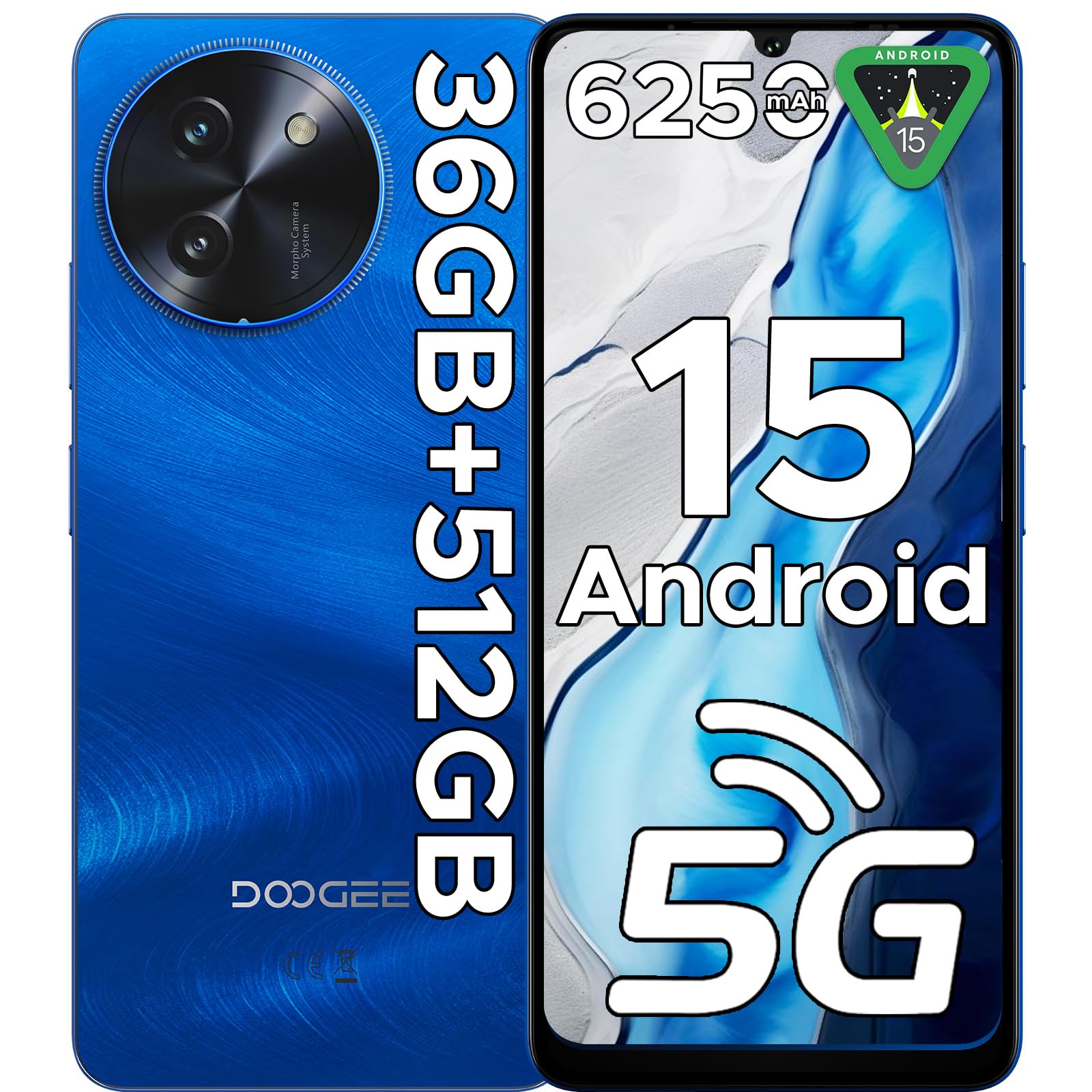 DOOGEE Note 59 Pro+ 5G Unlocked Phone, Android 15 Cell Phone, 5G Dual SIM,36GB+512GB/2TB Expand, 6.75" HD+ 120Hz Display, 50MP AI Camera, 6250mAh, Face & Fingerprint Unlock/Widevine L1/NFC/GPS