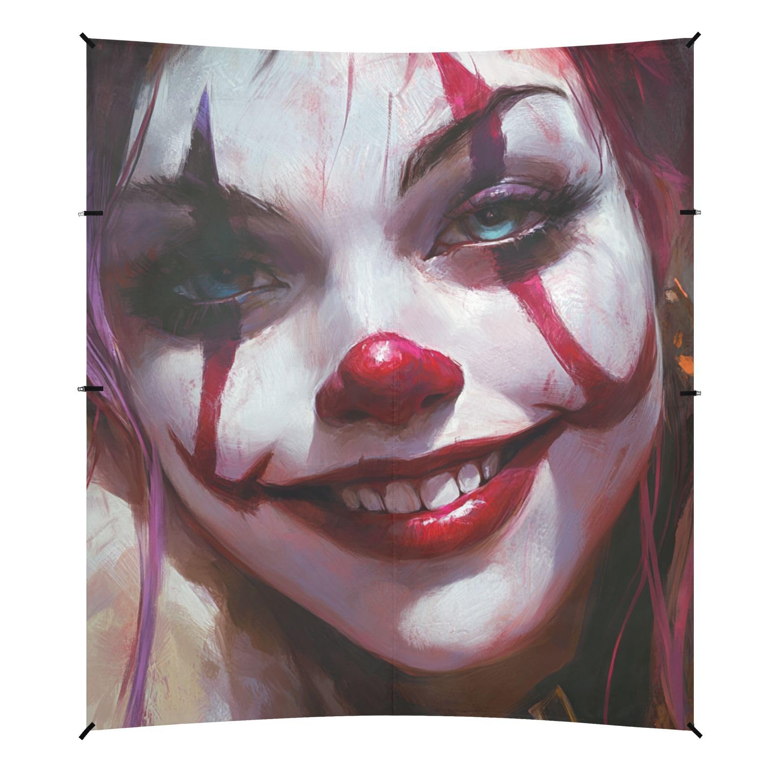 Female Clown Foldable Beach Tent UPF50+ Water-Resistant Large Sun Shelter Includes Sand Shovel, Sandbags, Stability Poles for Backyard and Camping