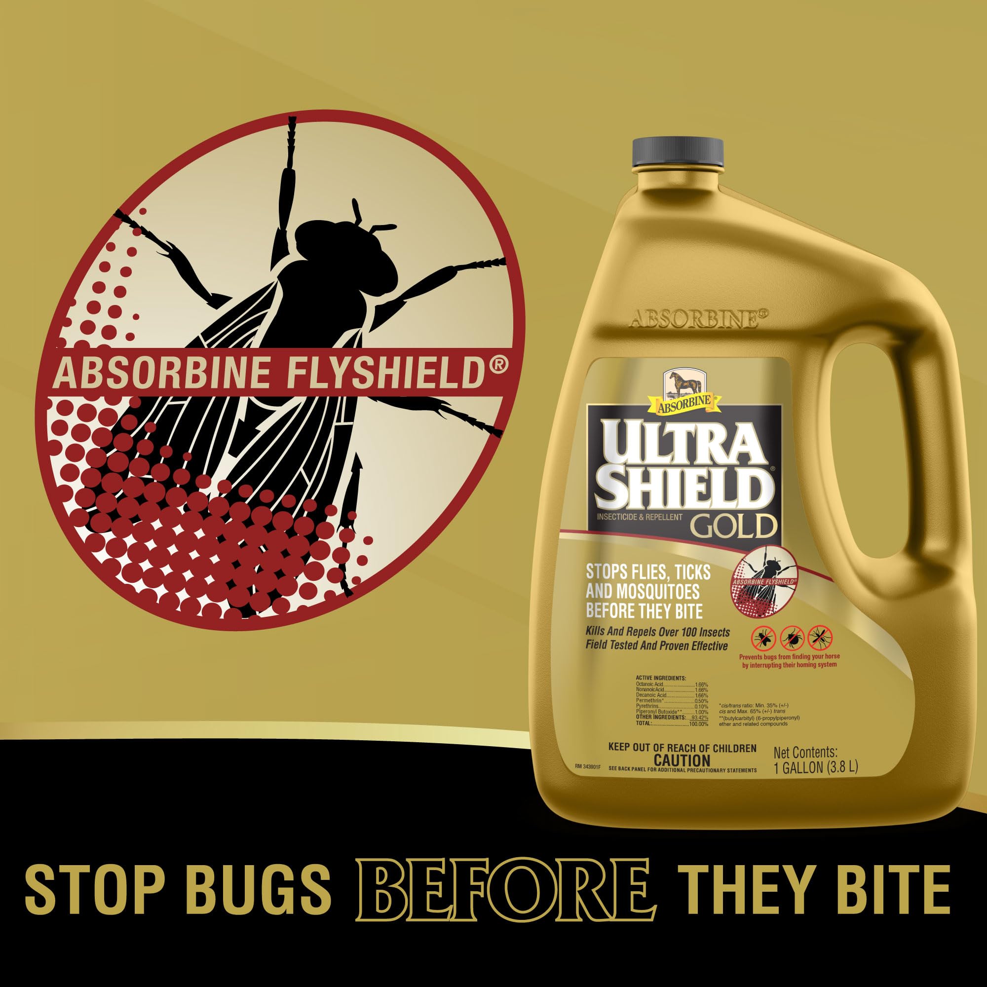Absorbine UltraShield Gold 128oz Insecticide & Repellent for 100+ Insects, Use on Horses - image 6