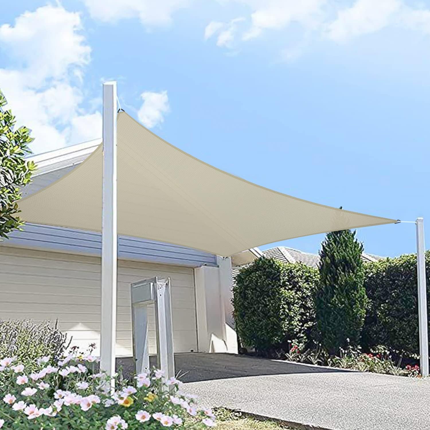 Shade Sail 12 x 16 ft 230 GSM Sun Shade 95% UV Block for Canopy Cover, Outdoor Patio, Garden, Pergola, Balcony Tent (Sahara-Sand, Customized, Pack of 1)