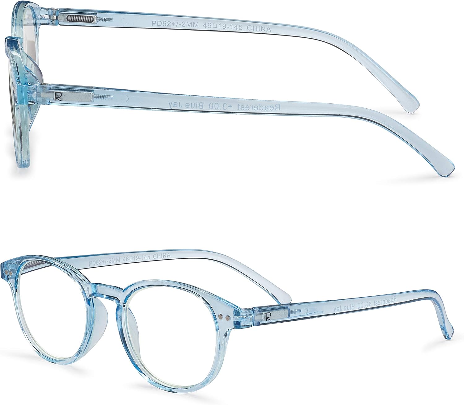 Readerest Round Blue Light Reading Glasses - Computer Glasses w/Spring Hinges - UV Protection, Anti Glare & Eye Strain